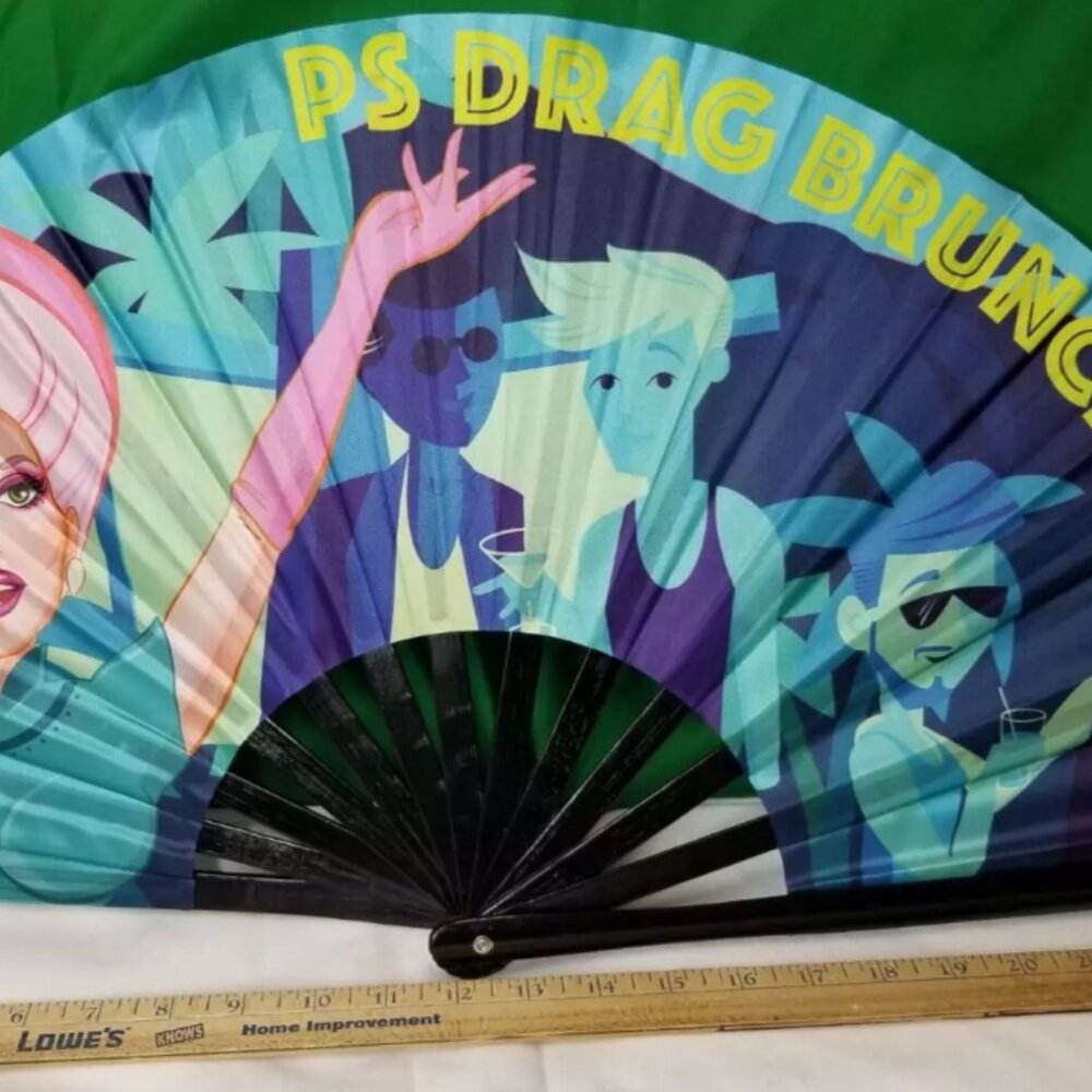 Multi Color Fan PS Drag Brunch FANDADDIES‎ Fierce Fan- Collapsible Bamboo/Cloth